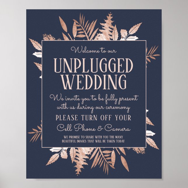 Affiche SIGNE Mariage rose Gold Navy Blue Unplugged (Devant)