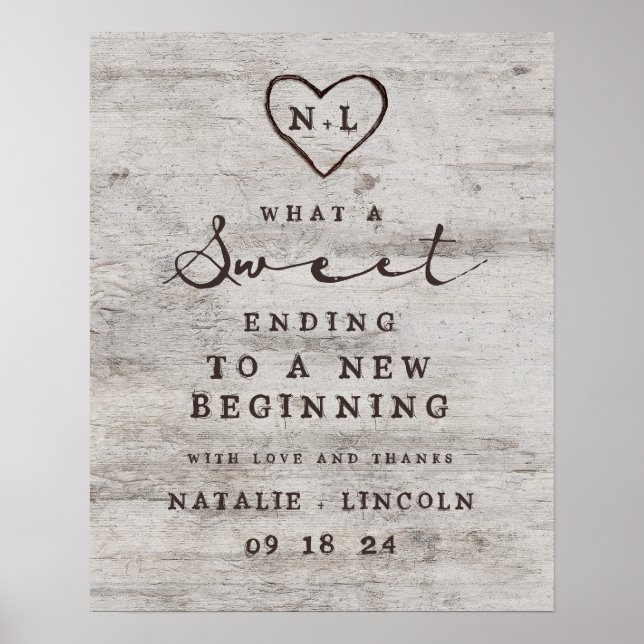 Affiche SIGNE Mariage Rustic Birch Sweet End Treat Bar (Devant)