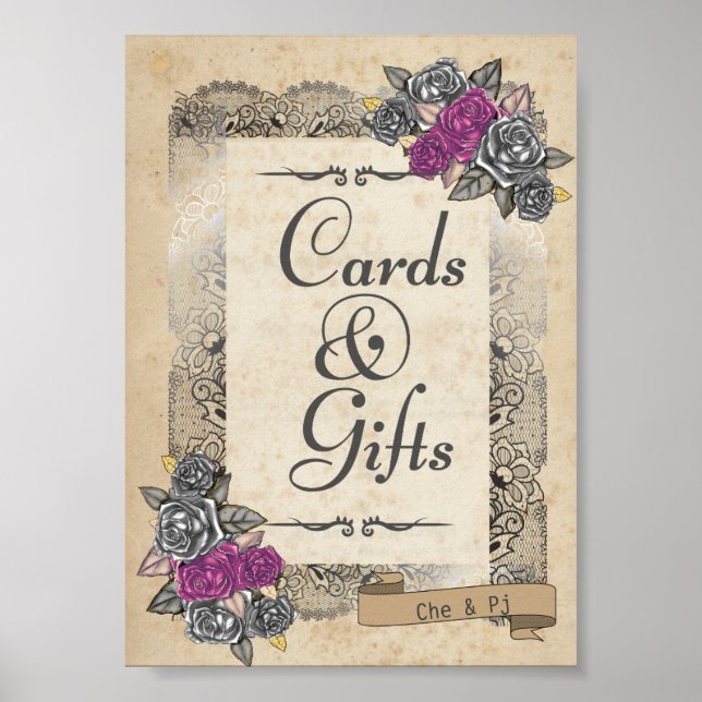 Affiche SIGNE Mariage rustique Cadeau et Favoriser (Devant)