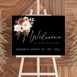 Affiche SIGNE Mariage Rustique Noir et Pêche Floral