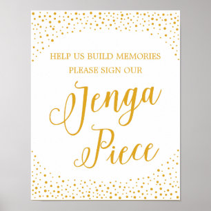 Affiche Signe mariage - Signer Notre Jenga Piece Confetti