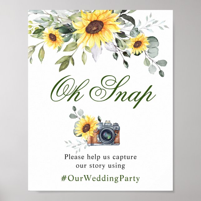 Affiche Signe Mariage Sunflowers Eucalyptus Oh Snap (Devant)