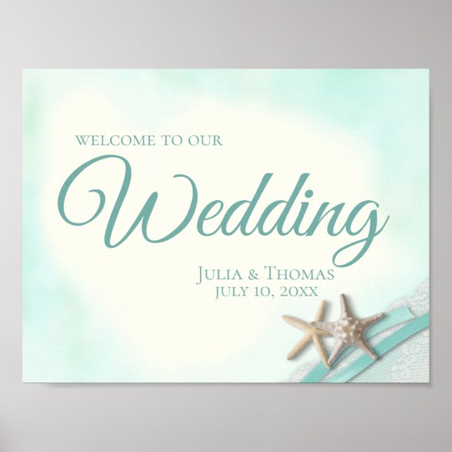 Affiche SIGNE mariage Welcome Starfish et ruban (Devant)