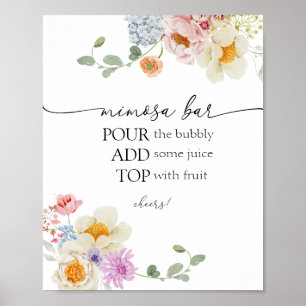 Affiche SIGNE Mimosa Fleurs sauvages rose vif