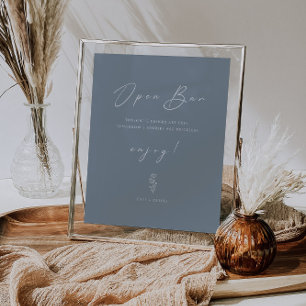 Affiche Signe mini-bar bleu foncé et bleu Mariage