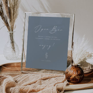 Affiche Signe mini-bar bleu foncé et bleu Mariage