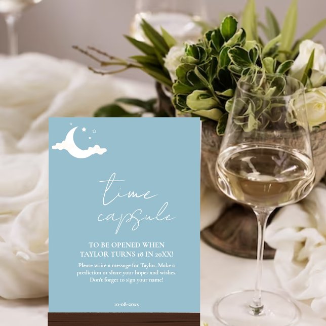 Affiche Signe minimaliste bleu Baby shower temps (Créateur téléchargé)