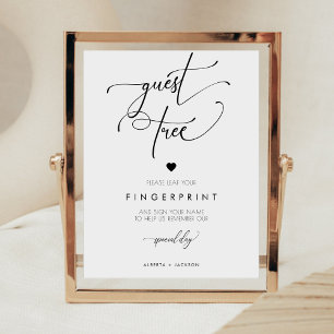 Affiche Signe minimaliste de l'arbre de l'invité Mariage d