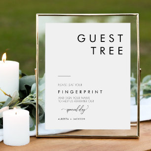 Affiche Signe minimaliste de l'arbre de l'invité Mariage d