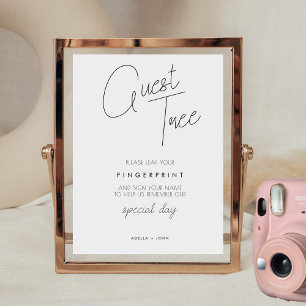Affiche Signe minimaliste de l'arbre de l'invité Mariage d