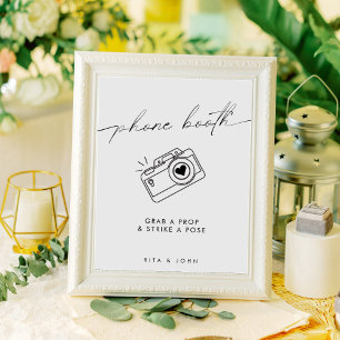 Affiche Signe minimaliste moderne du Mariage de cabine pho