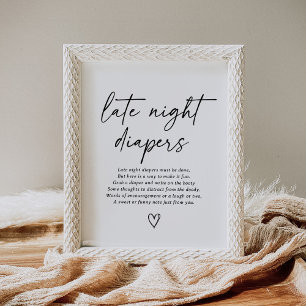 Affiche Signe moderne Baby shower de script Late Night Dia