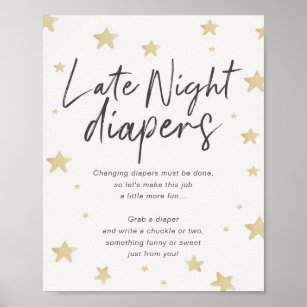 Affiche Signe Moon Stars Baby shower Late Night Diapos