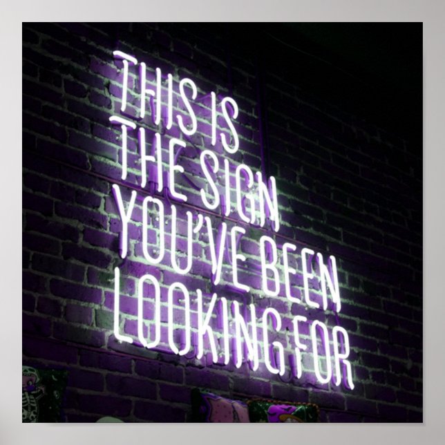 Affiche Signe Motivationnel Drôle À La Recherche De Néon (Devant)