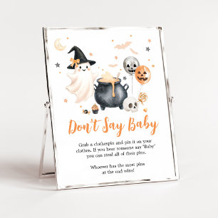 Affiche Signe Ne Dis Pas Bébé Petit Boo Fantôme Orange