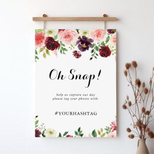 Affiche Signe Oh Snap du Mariage Floral de printemps de Bo