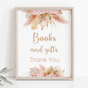 Affiche Signe Pampas Grass rose Floral Livres & Cadeaux