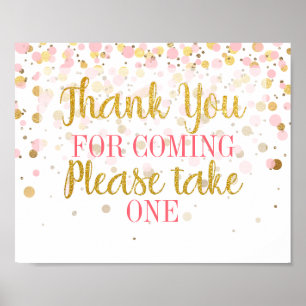 Affiche Signe Parties scintillant en or rose Confetti Merc