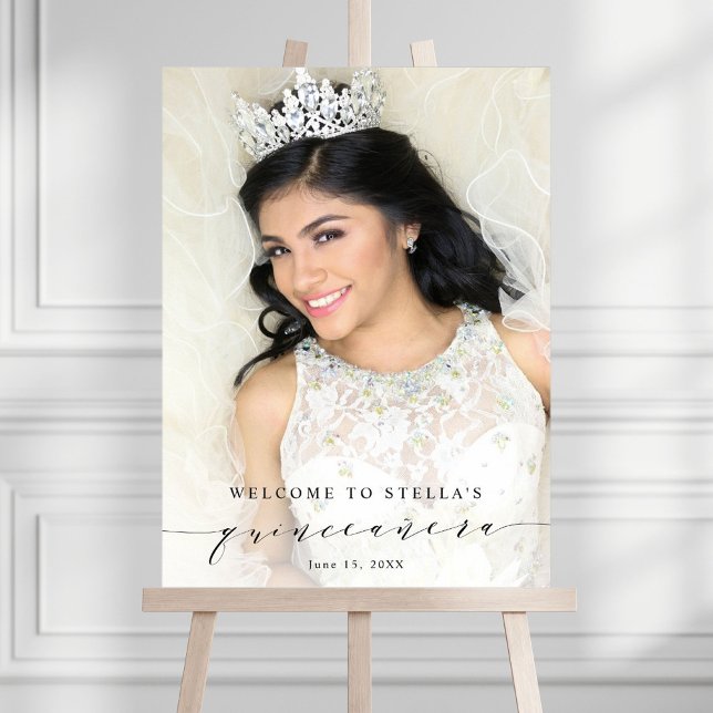 Affiche Signe photo simple et élégant de Quinceañera (Créateur téléchargé)