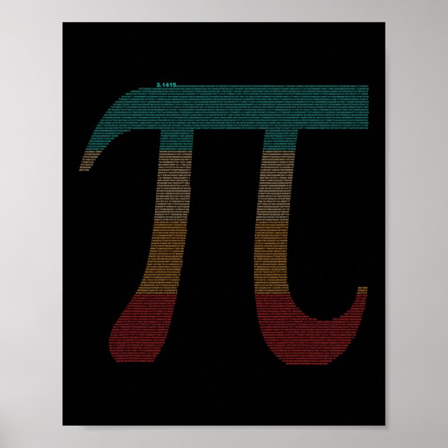 Affiche Signe Pi vintage à 10000 chiffres - Mathématiques  (Devant)