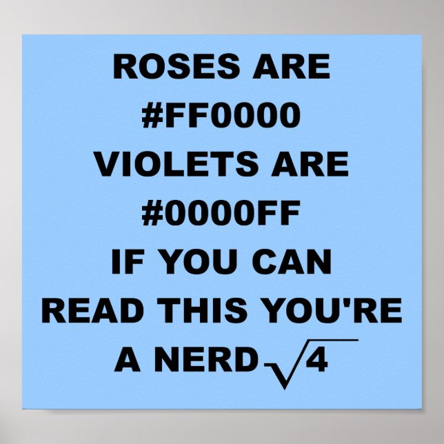 Affiche Signe Poésie Drôle Nerd Geek (Devant)