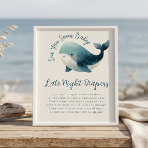 Affiche Signe pour Baby Shower couche tardive "Sea You Soo