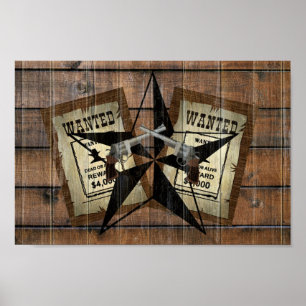 Affiche SIGNE Recherché Rustique Texas Star Western Double