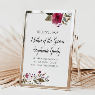 Affiche SIGNE RÉSERVÉ POUR MÈRE DE Groom Mariage Bourgogne