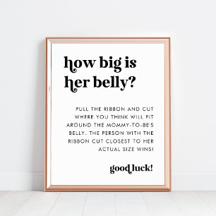 Affiche Signe Retro Script How Big Is Her Belly 8x10