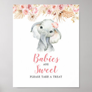 Affiche Signe rose Boho Elephant Girl Baby sont doux