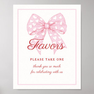 Affiche Signe rose Bow Baby shower amoureux Faveurs