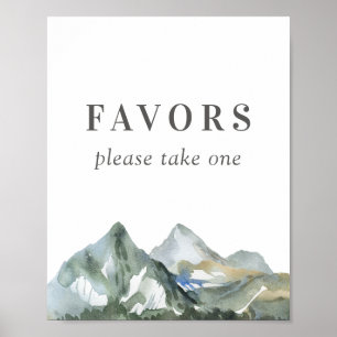 Affiche Signe Rustique Aquarelle Montagne Faveurs Mariage