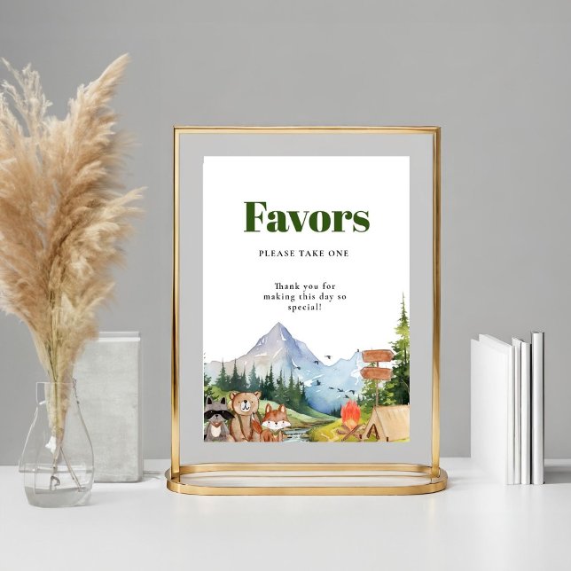 Affiche Signe Rustique Baby shower animal bois Faveurs (Créateur téléchargé)