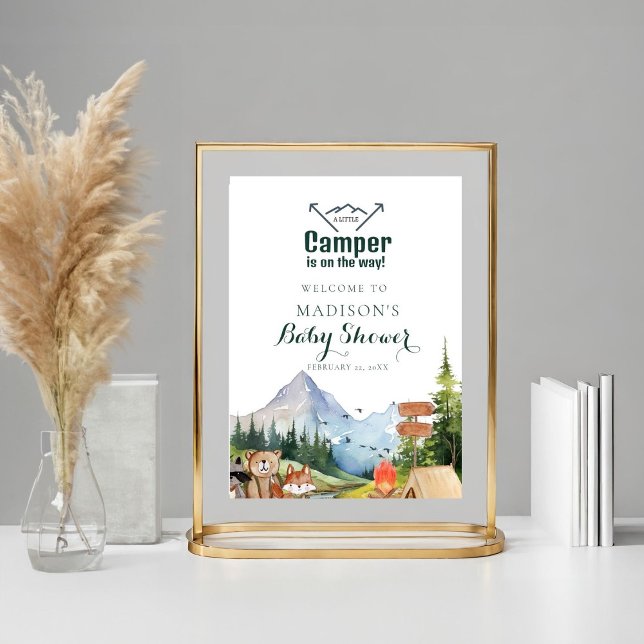 Affiche Signe Rustique Baby shower animal bois Faveurs (Créateur téléchargé)