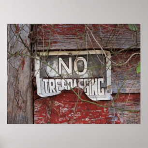 Affiche Signe rustique sans intrusion dans la grange rouge