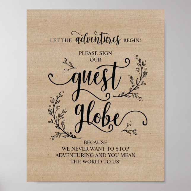 Affiche Signe Rustique Vins Mariage Signe Notre Globe Invi (Devant)