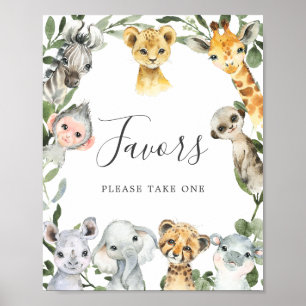 Affiche Signe Safari Animaux Baby shower Faveurs
