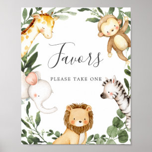 Affiche Signe Safari Animaux Baby shower Faveurs