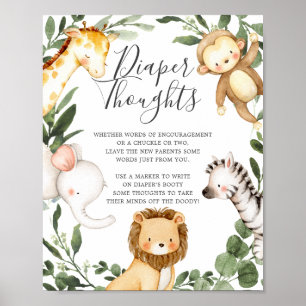 Affiche Signe Safari Animaux Baby showers Pensées de couch