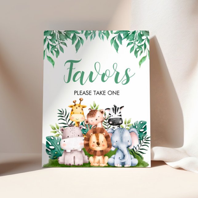 Affiche Signe Safari Animaux préférés | Anniversaire sauva (Créateur téléchargé)