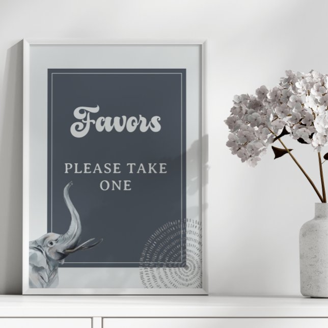 Affiche Signe Safari Elephant Baby shower Faveurs (Créateur téléchargé)