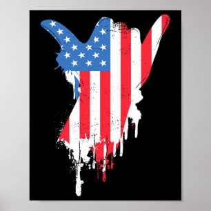 Affiche Signe Shaka Vintage Drapeau Américain Usa - Surf E