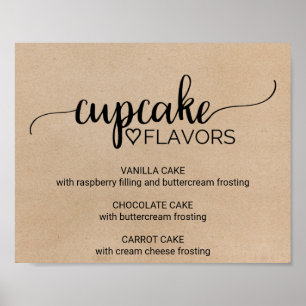 Affiche Signe simple Faux Kraft Calligraphie Cupcake Flave