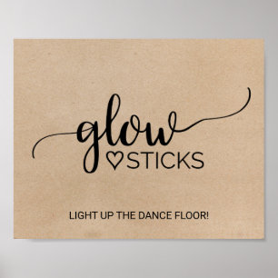 Affiche Signe simple Faux Kraft Calligraphie Glow Sticks