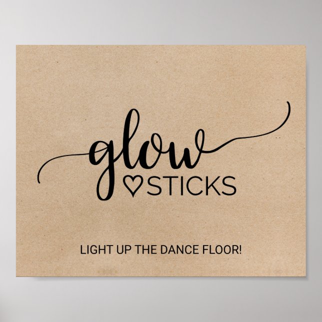 Affiche Signe simple Faux Kraft Calligraphie Glow Sticks (Devant)