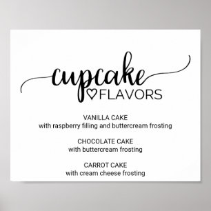 Affiche Signe simple noir Calligraphie Cupcake Flavers