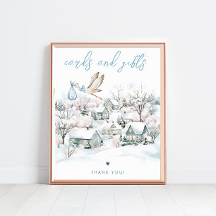 Affiche Signe Story Boy Baby shower d'hiver Cartes et cade