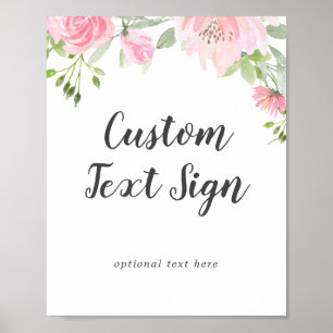 Affiche Signe texte personnalisé Mariage Spring Peony