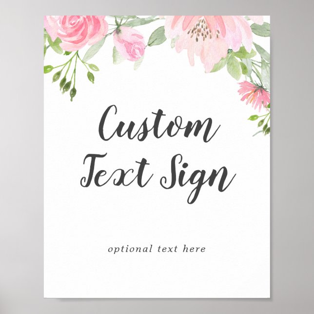 Affiche Signe texte personnalisé Mariage Spring Peony (Devant)