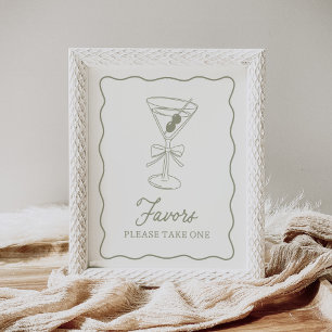 Affiche Signe Tini One Martini Baby shower Faveurs